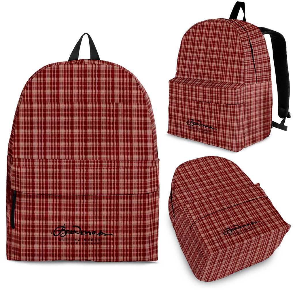 Maroon Beige Tight Plaid Back Pack