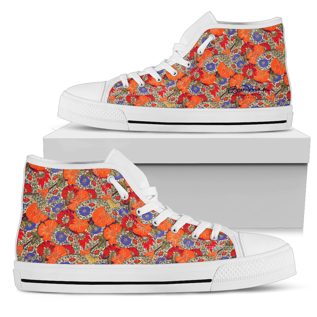 Orange Paisley High Top Sneakers