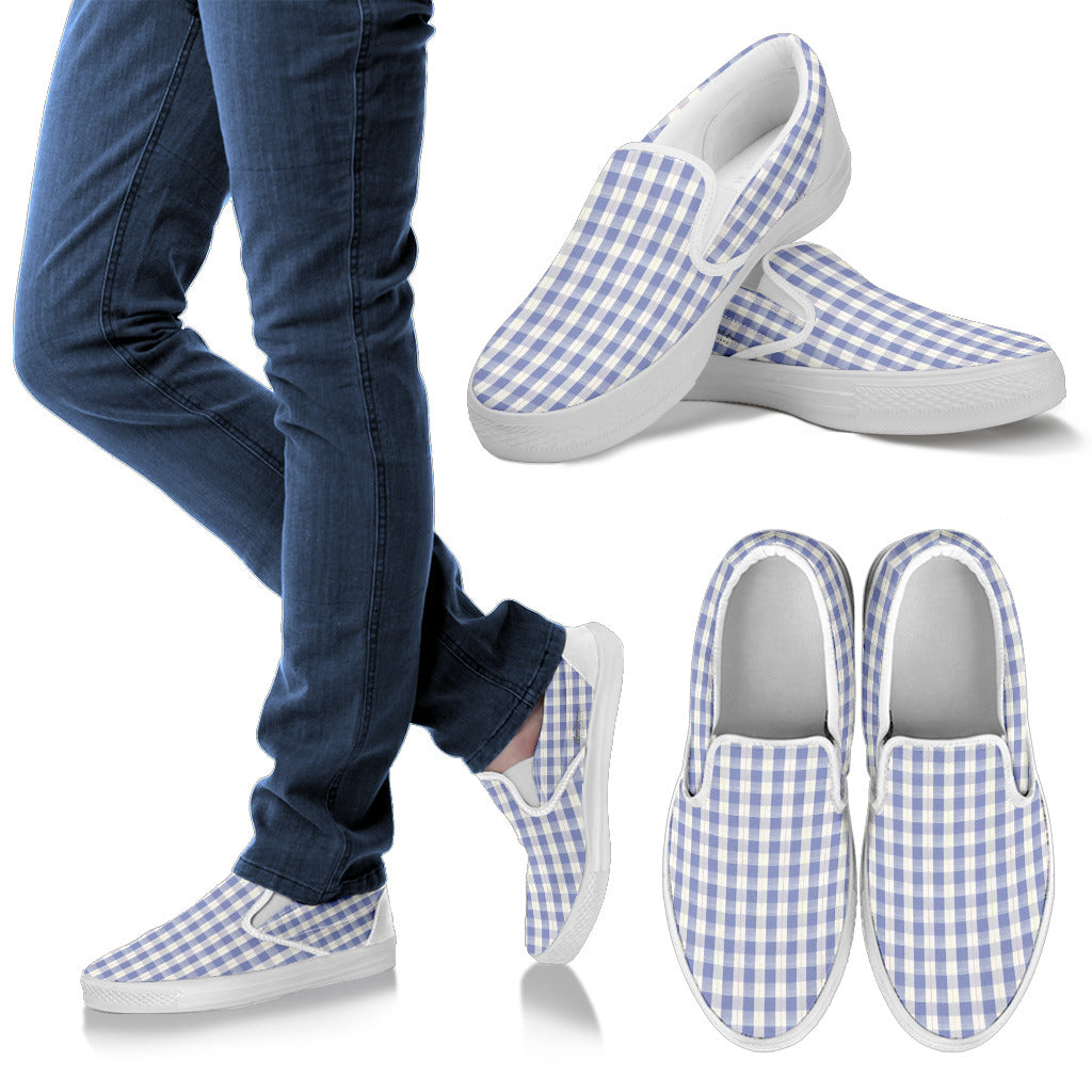 Navy Plaid Slip On Sneakers