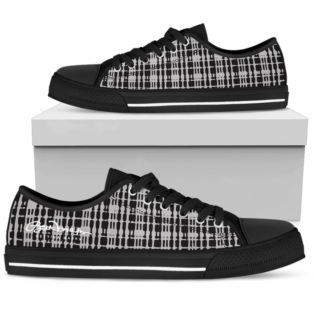 Grey Tight Plaid Low Top Sneakers