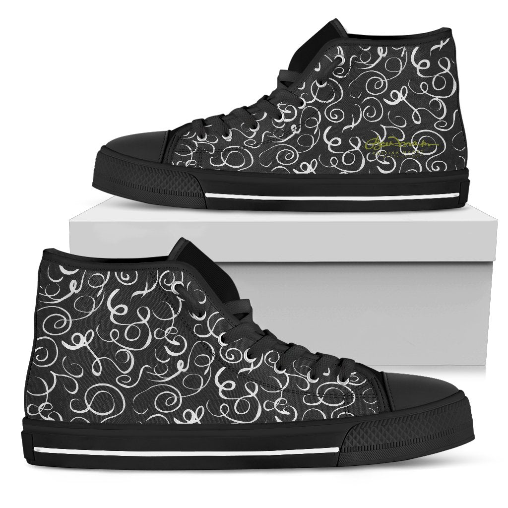 B&W Squiggles High Top Sneakers