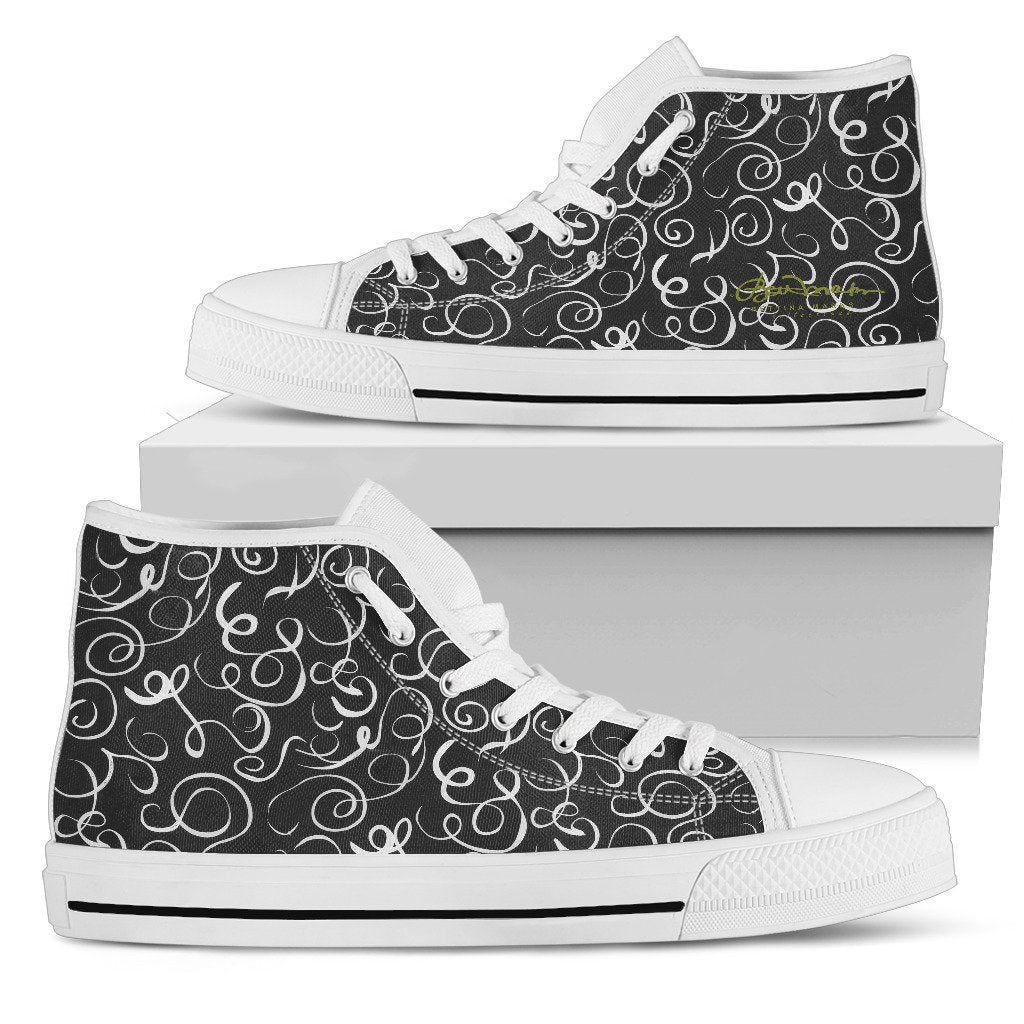 B&W Squiggles High Top Sneakers