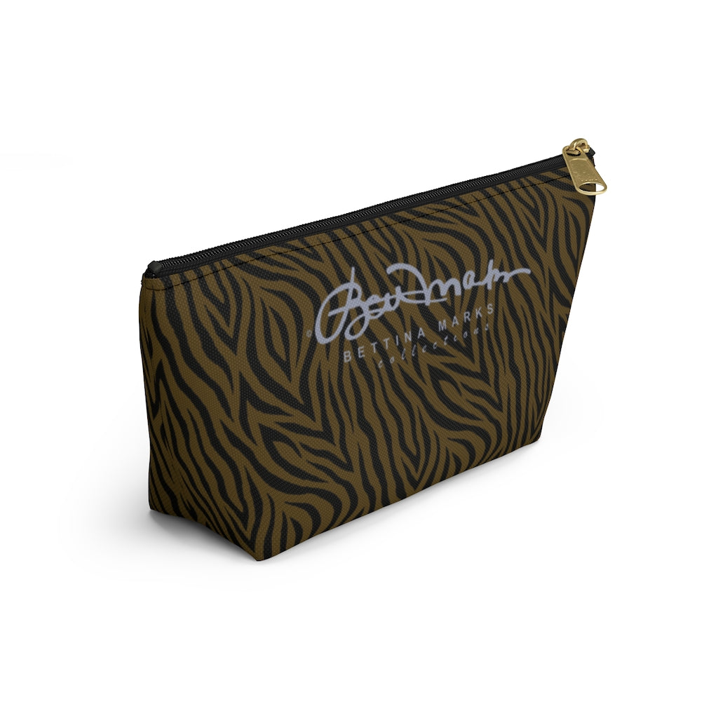 Olive Zebra Accessory Pouch w T-bottom
