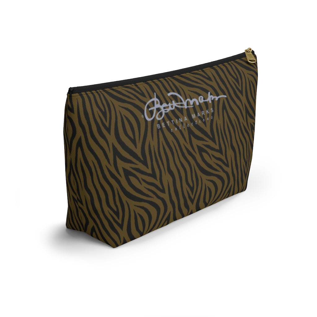 Olive Zebra Accessory Pouch w T-bottom