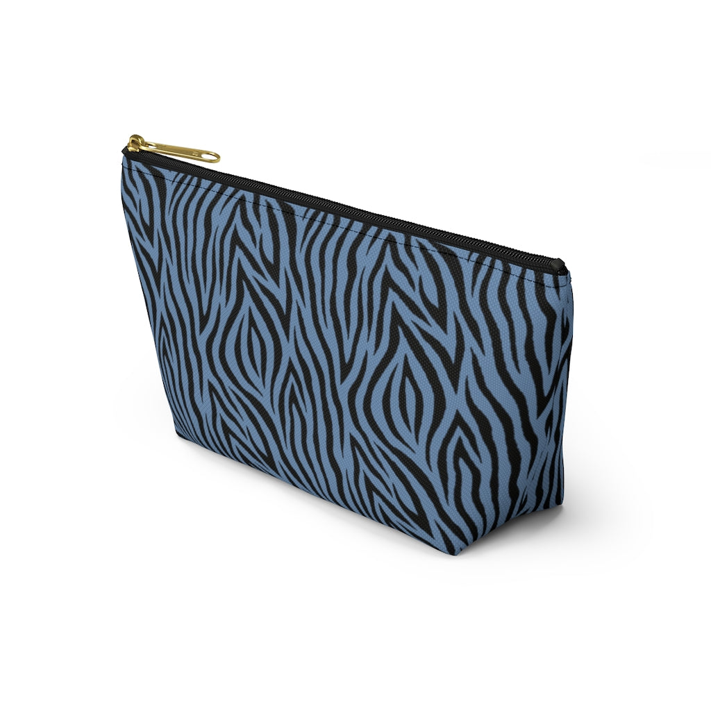 Blue Zebra Accessory Pouch w T-bottom