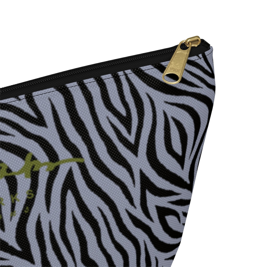 Grey Zebra Accessory Pouch w T-bottom