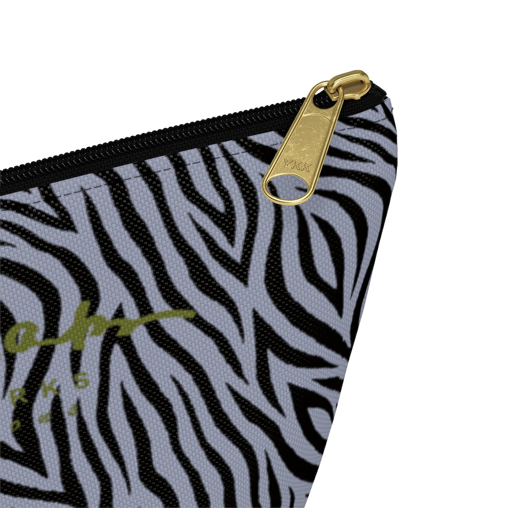 Grey Zebra Accessory Pouch w T-bottom