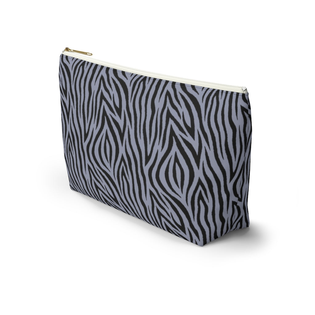 Grey Zebra Accessory Pouch w T-bottom