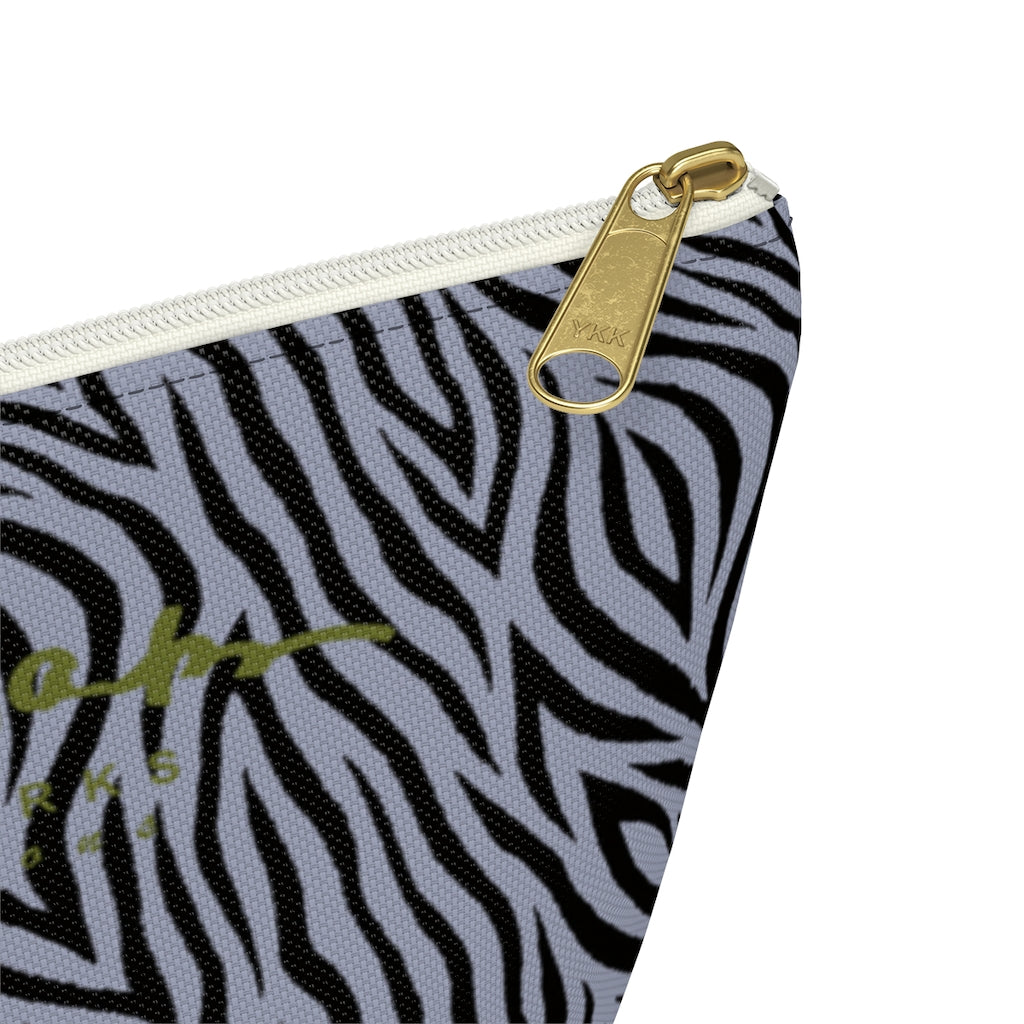Grey Zebra Accessory Pouch w T-bottom