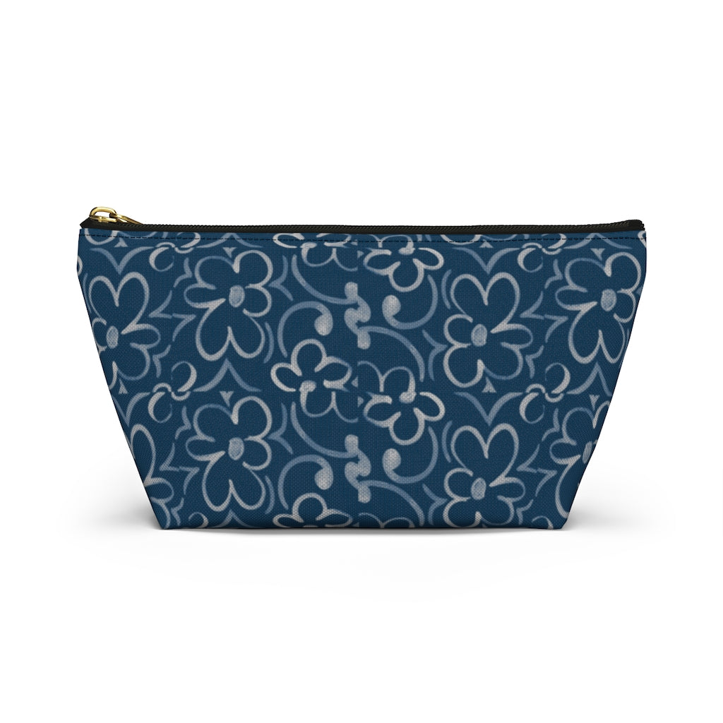 Linear Sixties Floral Accessory Pouch w T-bottom