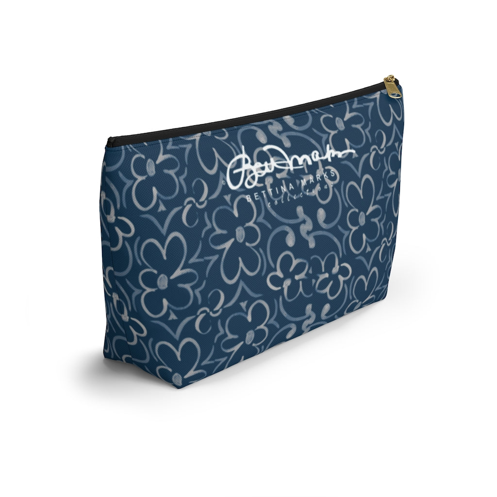 Linear Sixties Floral Accessory Pouch w T-bottom