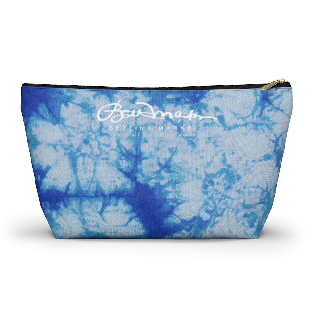 Blue Tie Dye Accessory Pouch w T-bottom