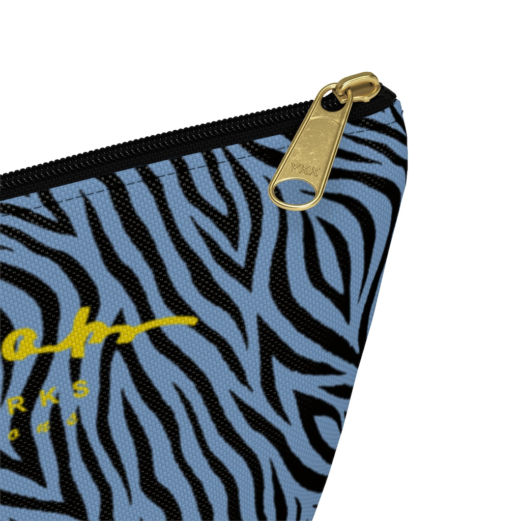 Blue Zebra Accessory Pouch w T-bottom