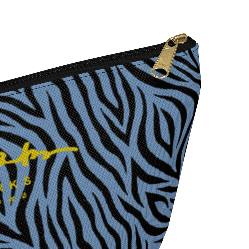 Blue Zebra Accessory Pouch w T-bottom