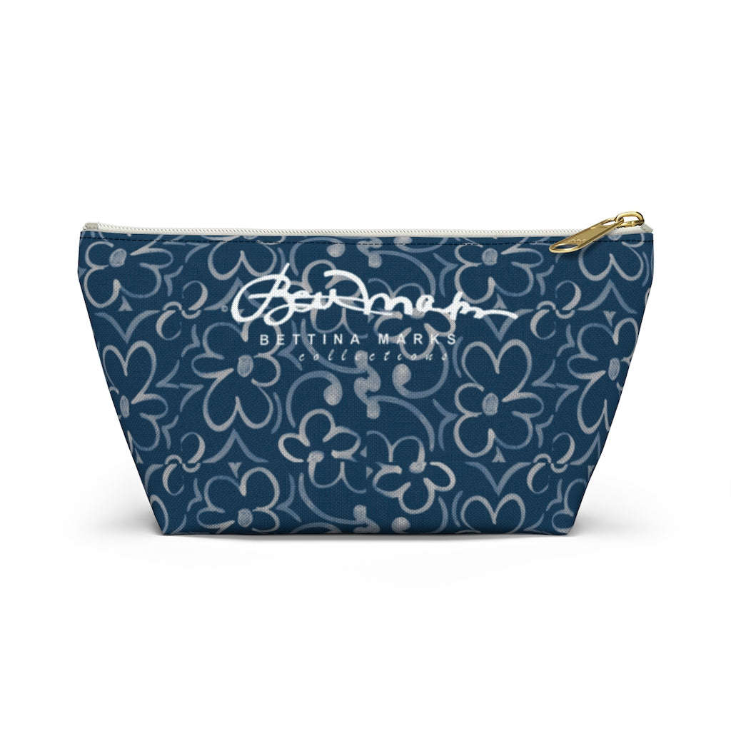 Linear Sixties Floral Accessory Pouch w T-bottom