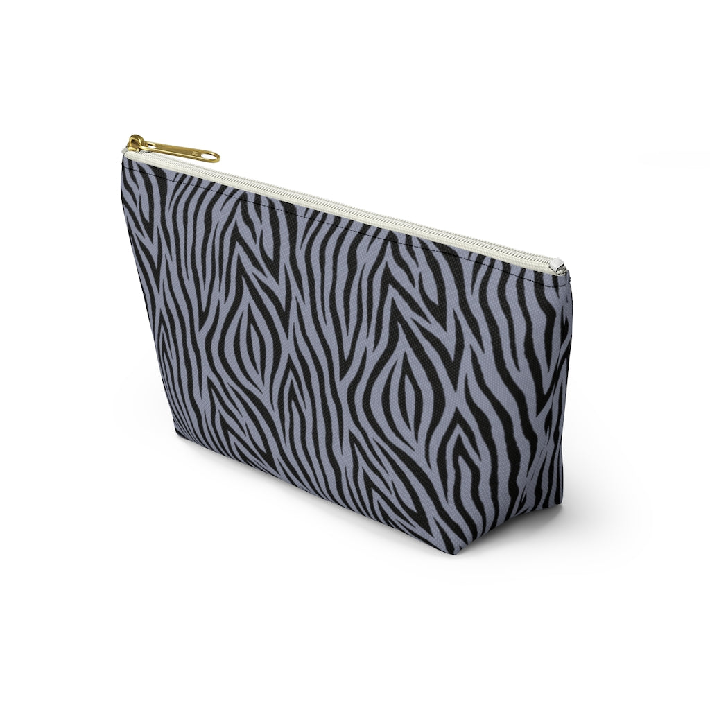 Grey Zebra Accessory Pouch w T-bottom
