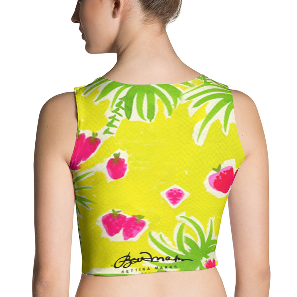 Strawberry Tropic Fitted Crop Top