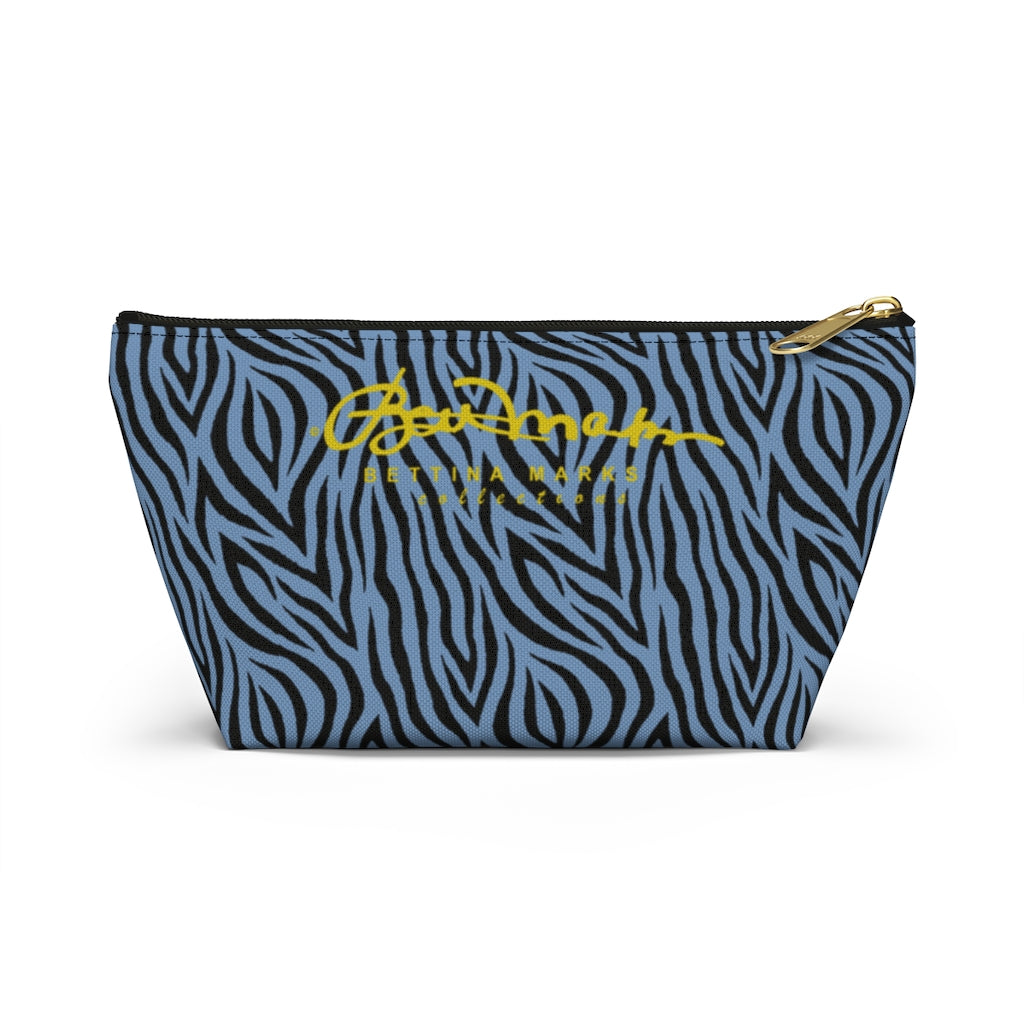 Blue Zebra Accessory Pouch w T-bottom
