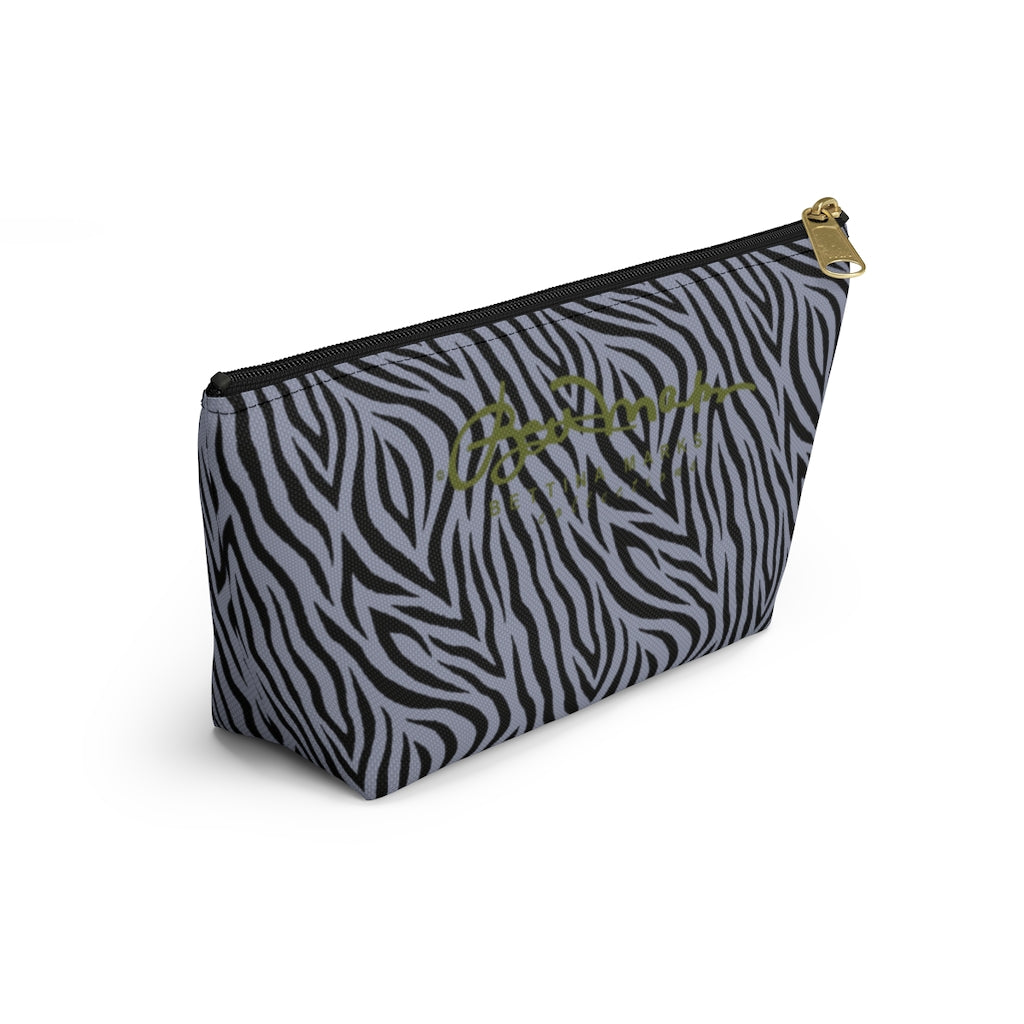 Grey Zebra Accessory Pouch w T-bottom