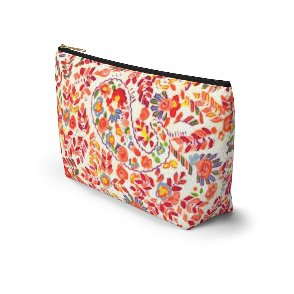 Retro Paisley Accessory Pouch w T-bottom