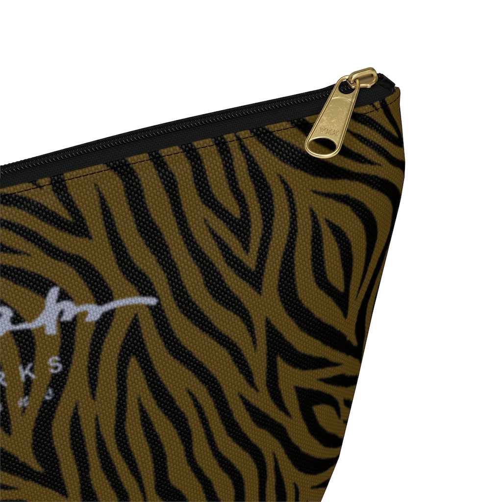 Olive Zebra Accessory Pouch w T-bottom