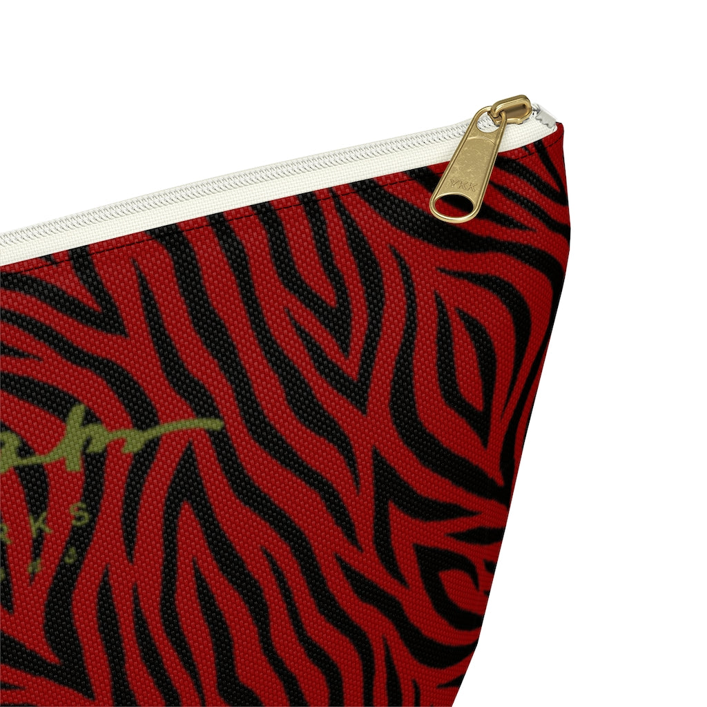 Red Zebra Accessory Pouch w T-bottom