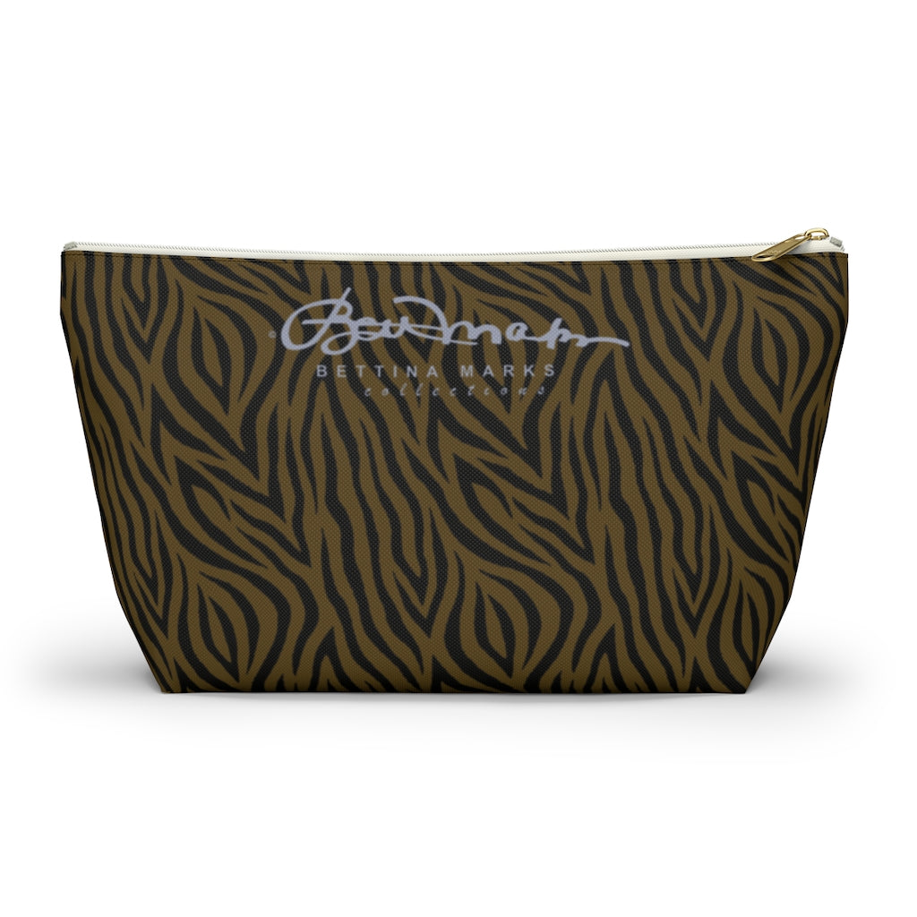Olive Zebra Accessory Pouch w T-bottom