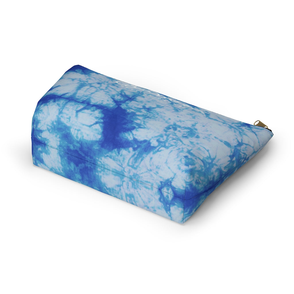 Blue Tie Dye Accessory Pouch w T-bottom