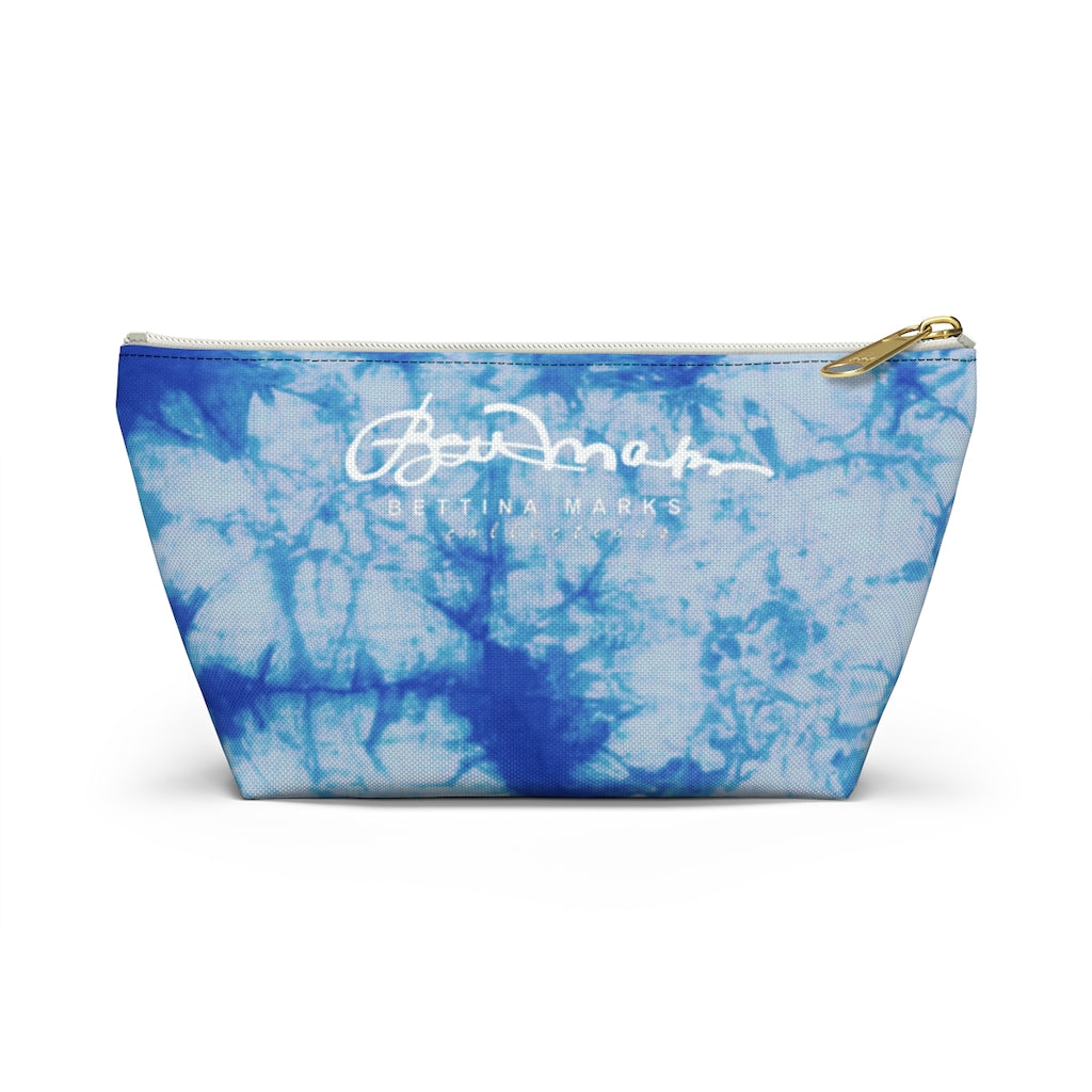Blue Tie Dye Accessory Pouch w T-bottom
