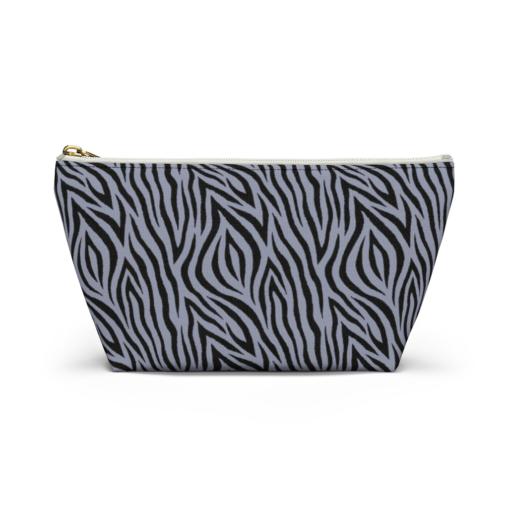 Grey Zebra Accessory Pouch w T-bottom