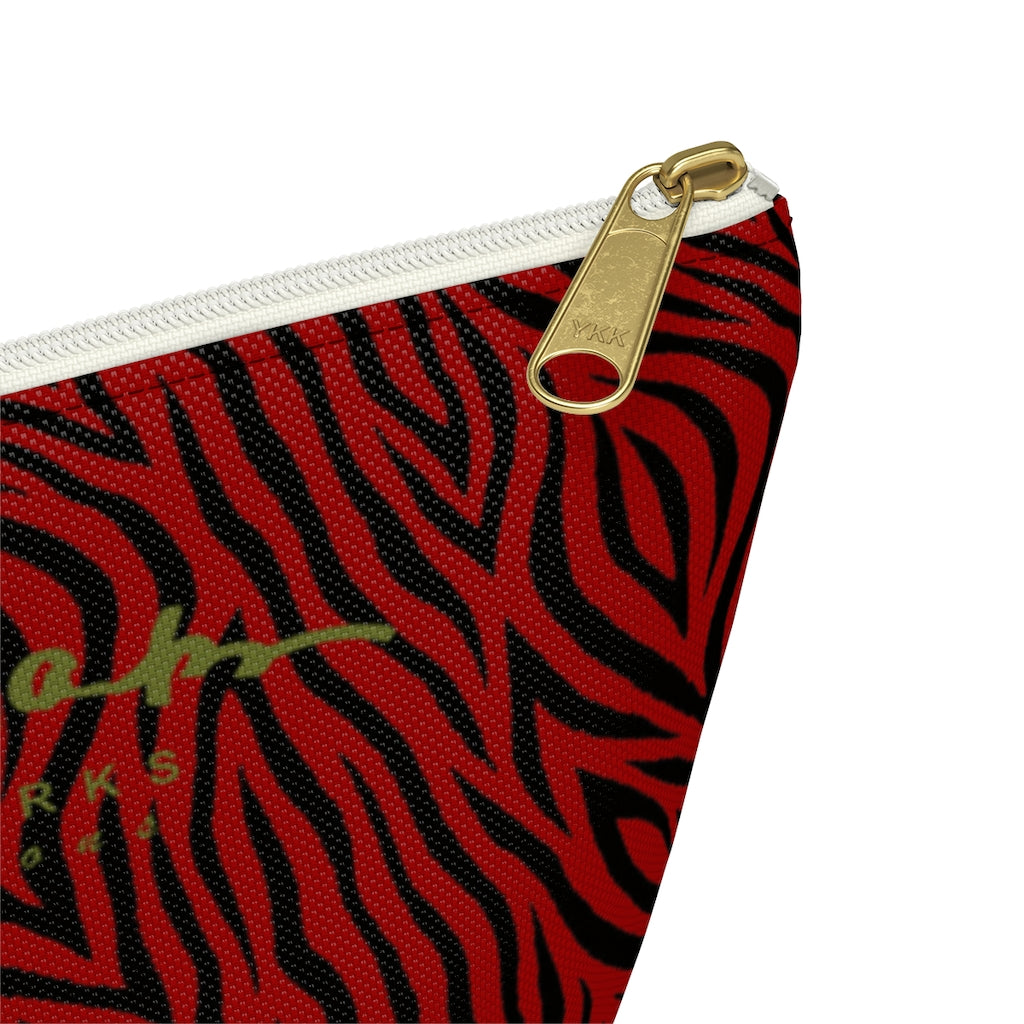 Red Zebra Accessory Pouch w T-bottom
