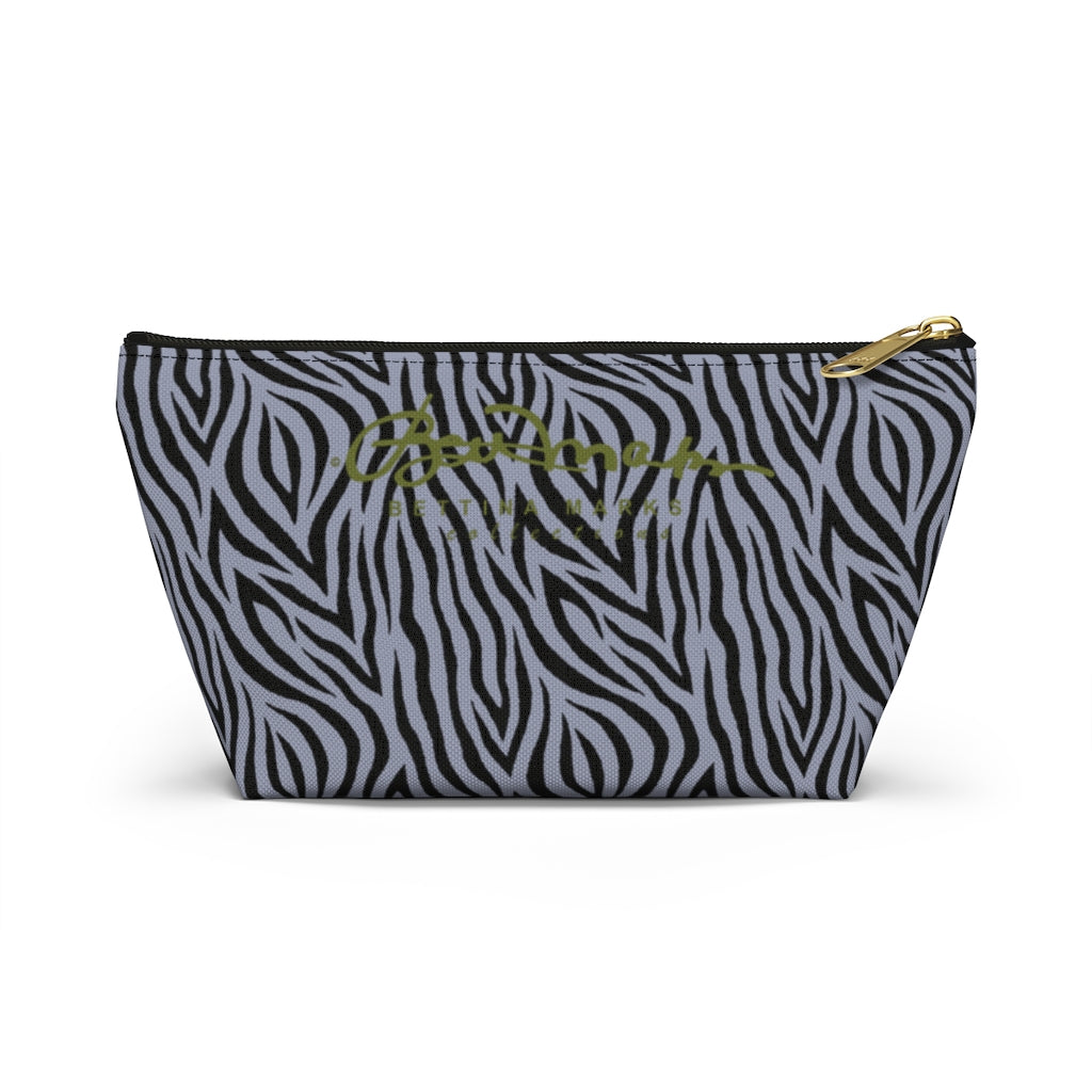 Grey Zebra Accessory Pouch w T-bottom