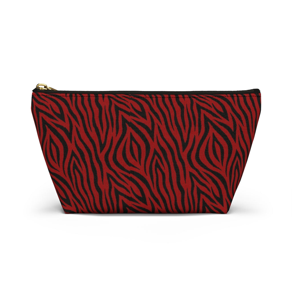 Red Zebra Accessory Pouch w T-bottom
