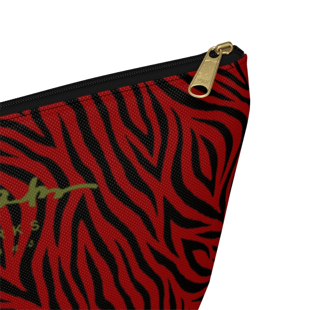 Red Zebra Accessory Pouch w T-bottom