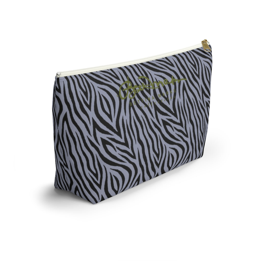 Grey Zebra Accessory Pouch w T-bottom