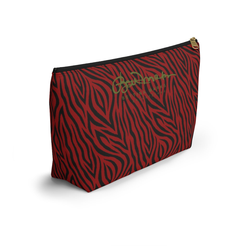 Red Zebra Accessory Pouch w T-bottom