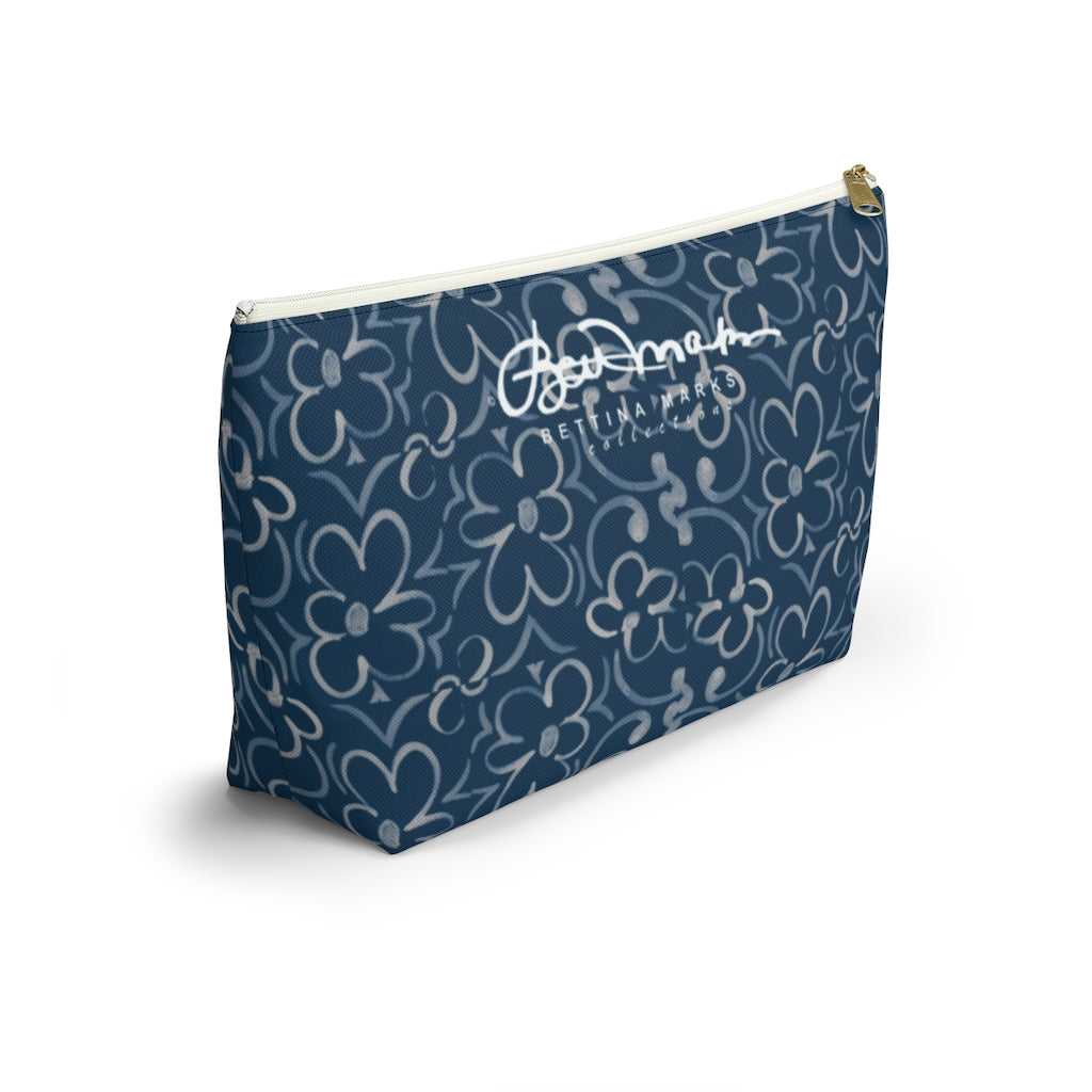 Linear Sixties Floral Accessory Pouch w T-bottom