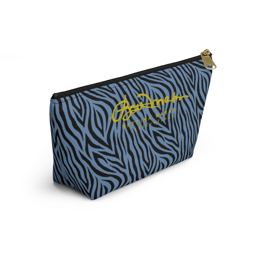 Blue Zebra Accessory Pouch w T-bottom