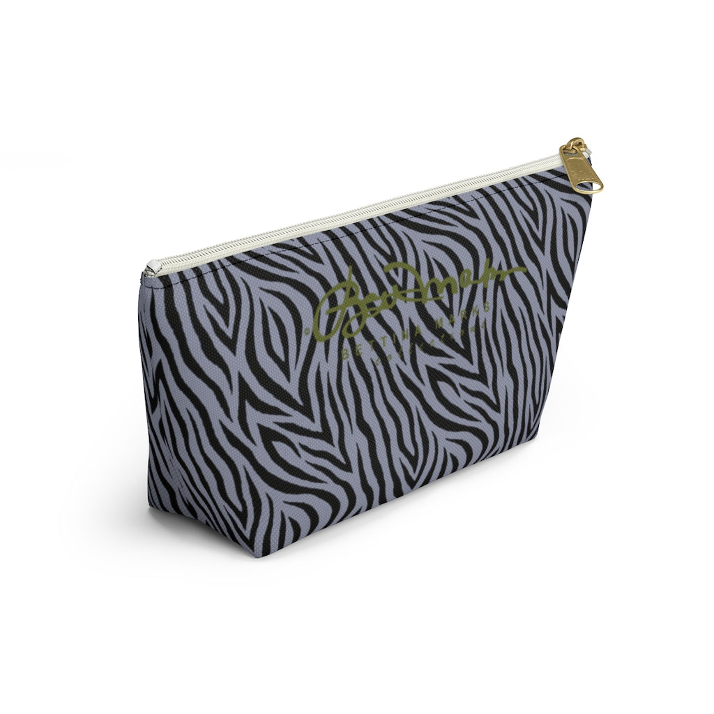 Grey Zebra Accessory Pouch w T-bottom