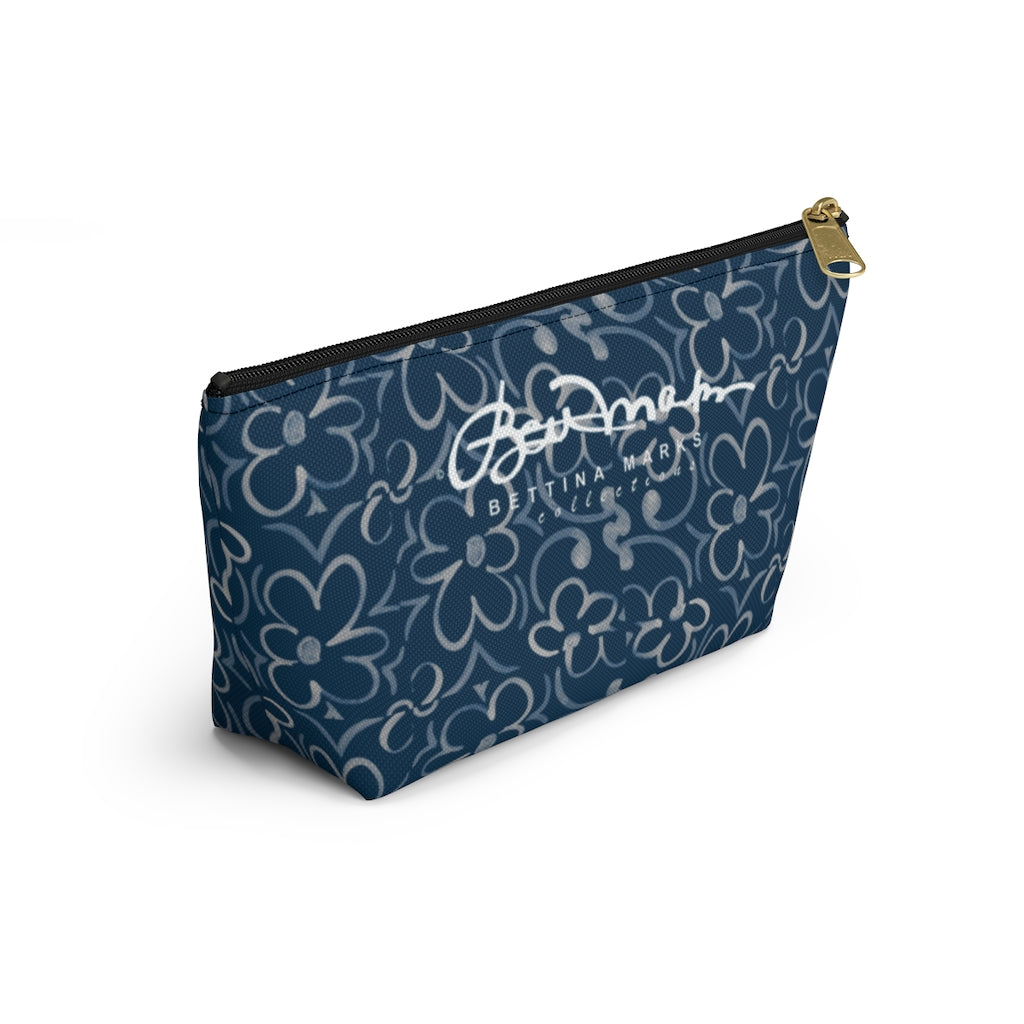 Linear Sixties Floral Accessory Pouch w T-bottom