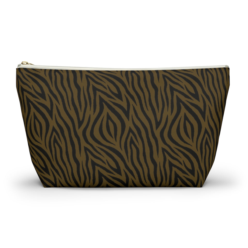 Olive Zebra Accessory Pouch w T-bottom