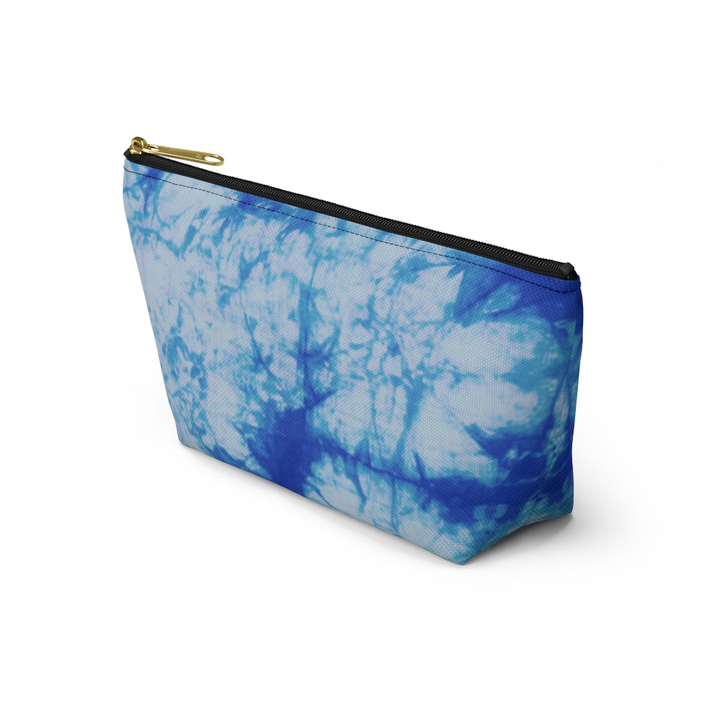 Blue Tie Dye Accessory Pouch w T-bottom