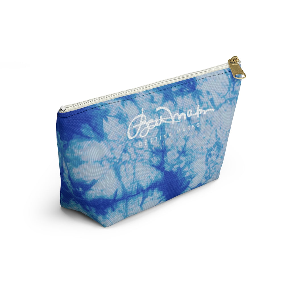 Blue Tie Dye Accessory Pouch w T-bottom