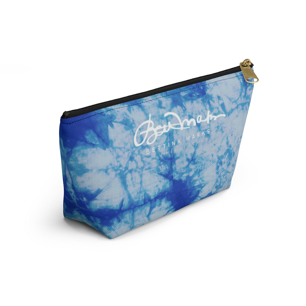 Blue Tie Dye Accessory Pouch w T-bottom