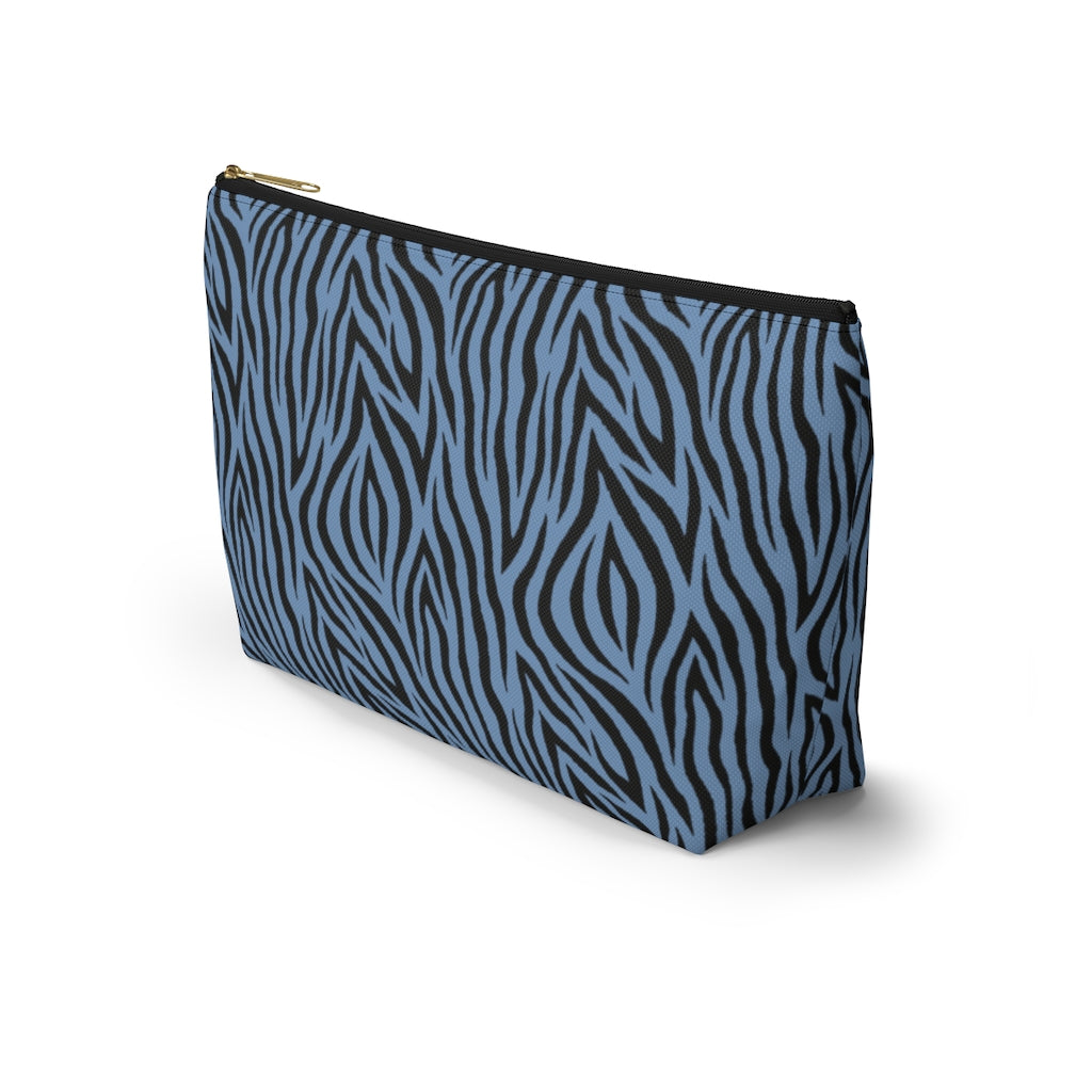Blue Zebra Accessory Pouch w T-bottom