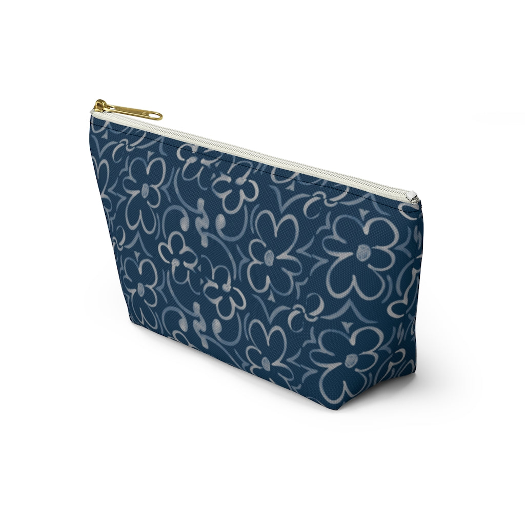 Linear Sixties Floral Accessory Pouch w T-bottom