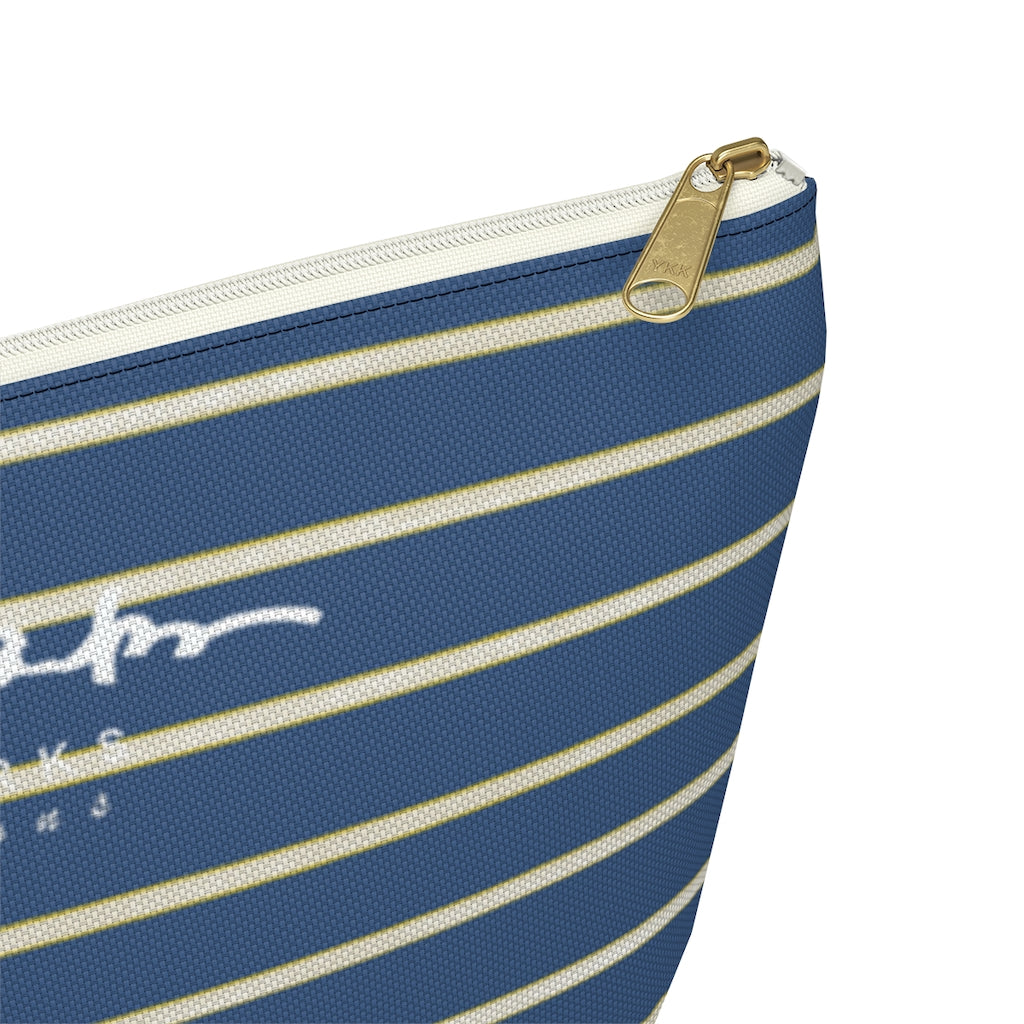 Blue Yellow White Stripe Accessory Pouch w T-bottom