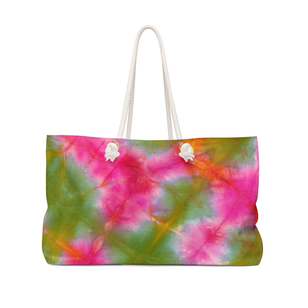 Green Pink Tie Dye Weekender Bag