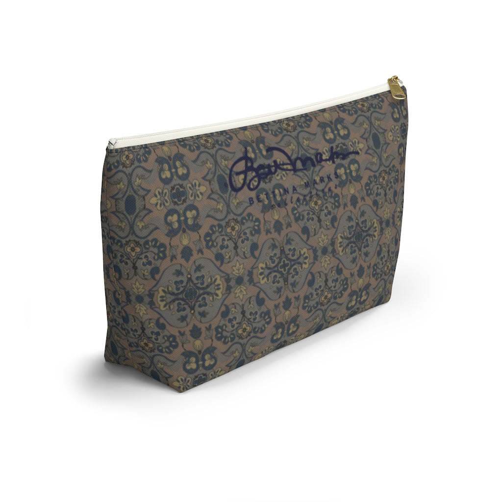 Not Quite Paisley On Light Brown Accessory Pouch w T-bottom
