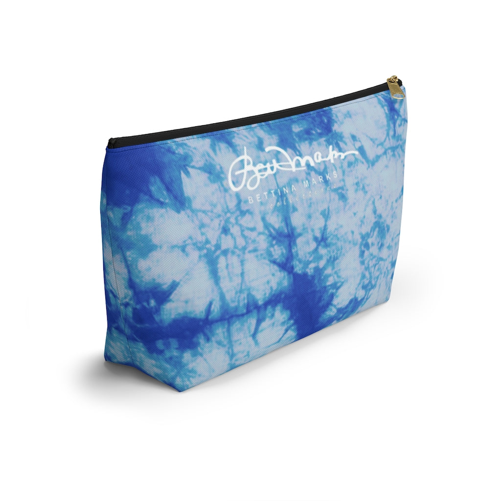 Blue Tie Dye Accessory Pouch w T-bottom